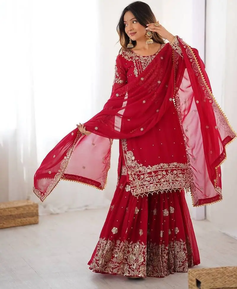 Red Color Sharara