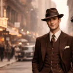 Two stylish men in 1920s mens fashion wearing three-piece suits