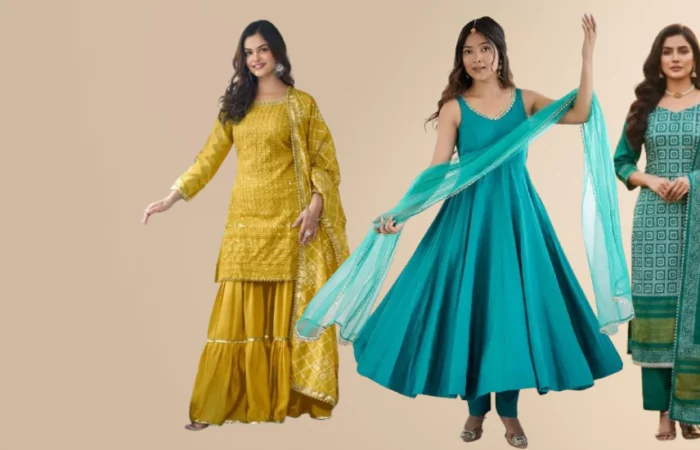 womens wearing Sharara, Salwar kameez, anarkali outfit banner