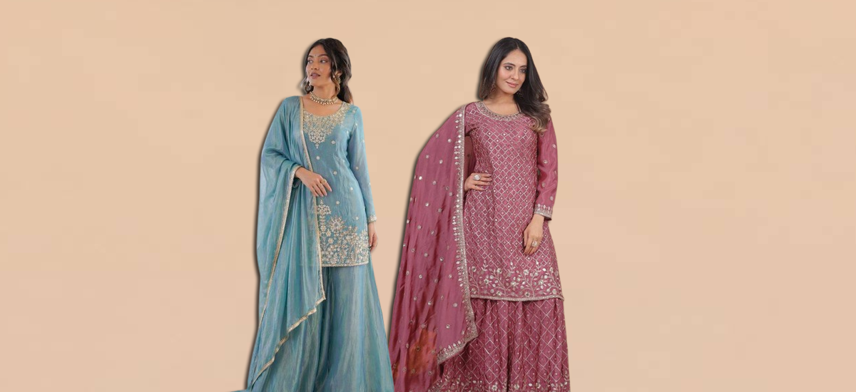 Women wearing stylish pakistani suits