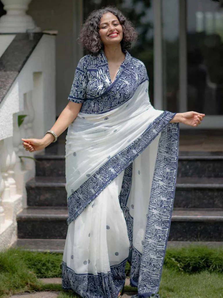 Comfortable Linen Mirraw Saree for Daily Elegance