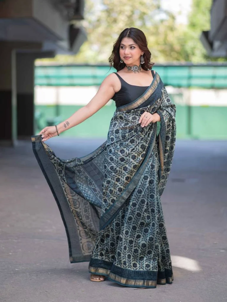 Elegant Printed Cotton Mirraw Saree for Everyday Wear