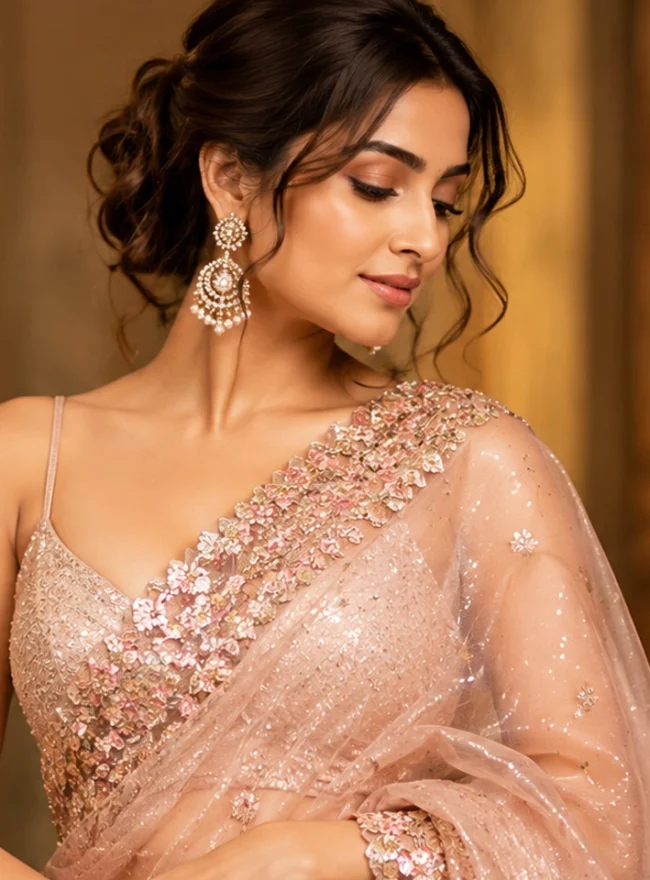 Image contain women wearing Celebrity Saree Look