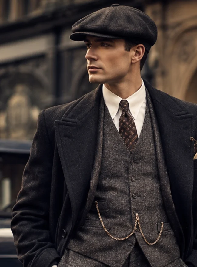 In this image person adorned 1920s Men’s Fashion outfits