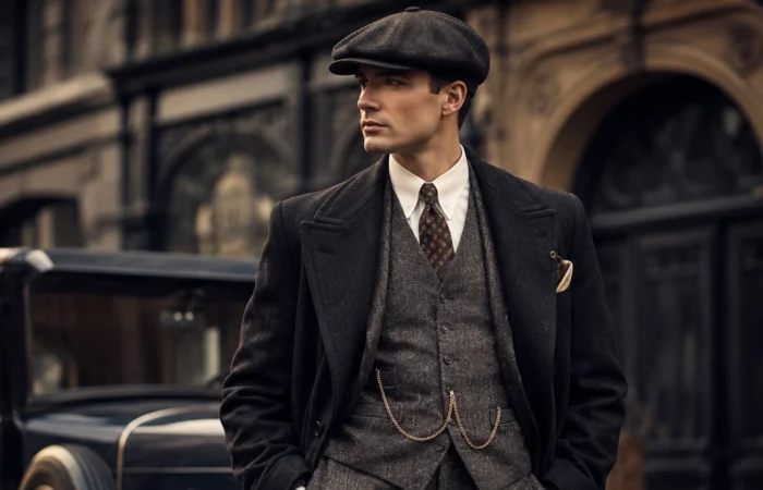 In this image person adorned 1920s Men’s Fashion outfits