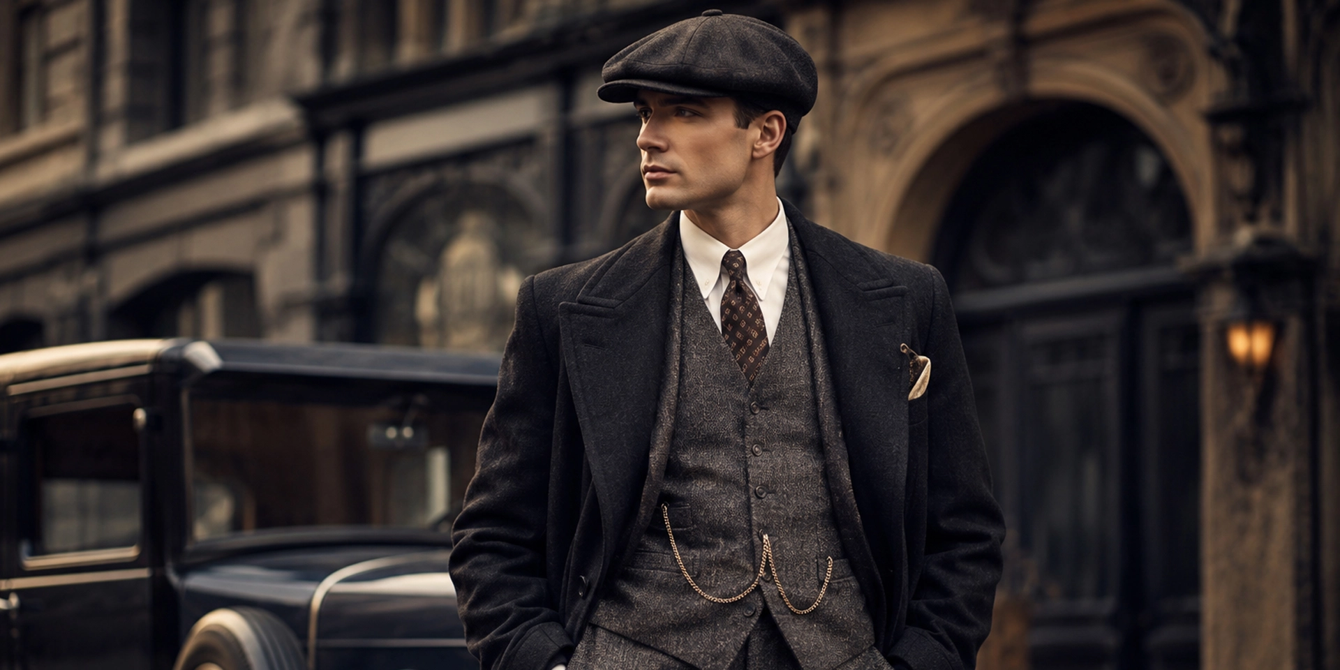 In this image person adorned 1920s Men’s Fashion outfits