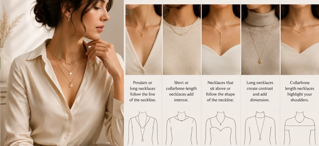 Image contains on how to Choose Necklaces That Complement Your Neckline
