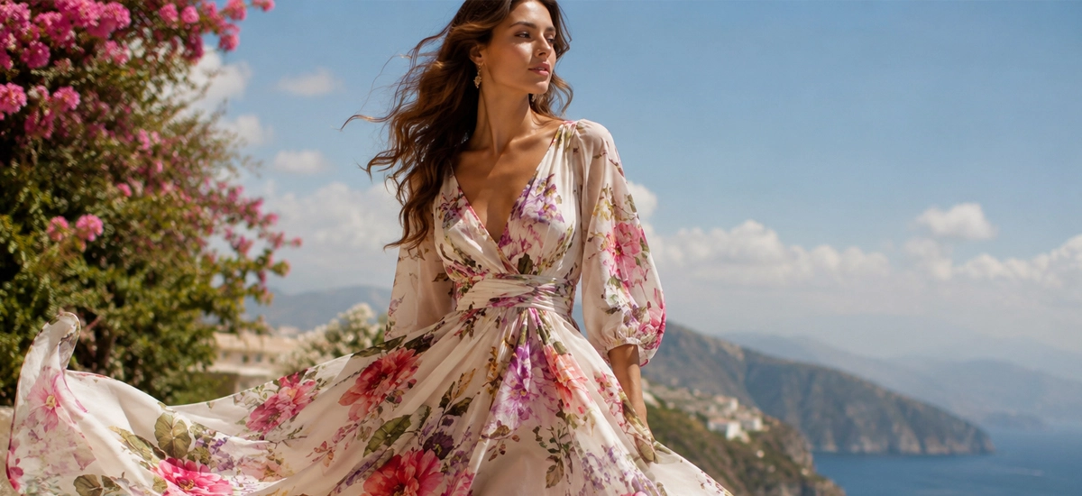 In this image women wearing floral dress ideas for summer
