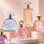 This image contain best celebrity perfumes and colorful scent bottles