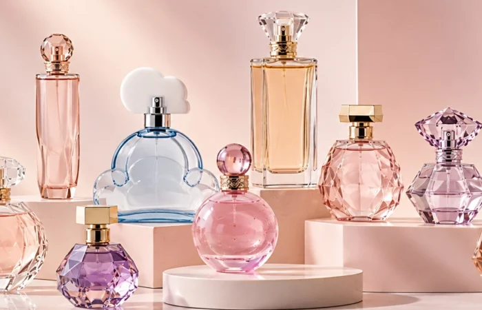 This image contain best celebrity perfumes and colorful scent bottles