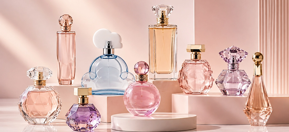 This image contain best celebrity perfumes and colorful scent bottles